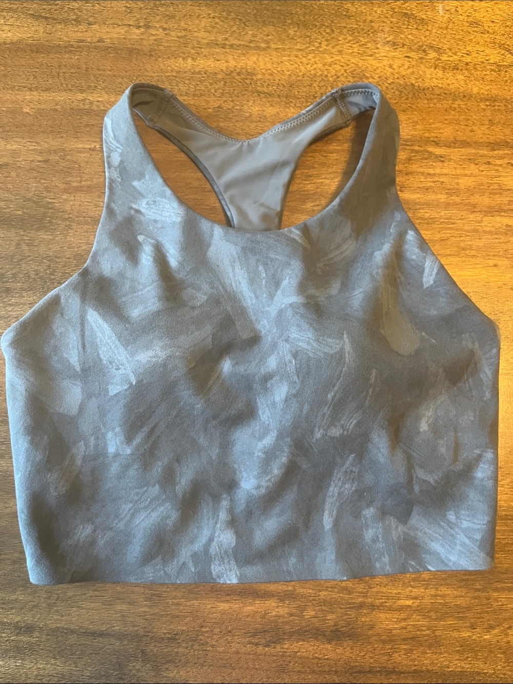 Uniqlo Gray Marble-Print Racerback Sports Bra
